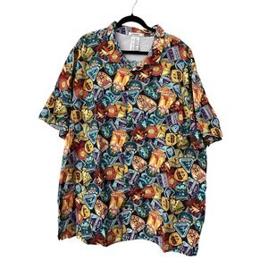 Disney Parks Authentic Original Hawaiian Camp Shirt Attraction Badges XXXL